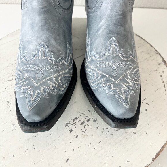Lane LEXINGTON Womens Cowboy Bootie 6 Blue Western Cowgirl Short Boots Snip Toe - Picture 6 of 11